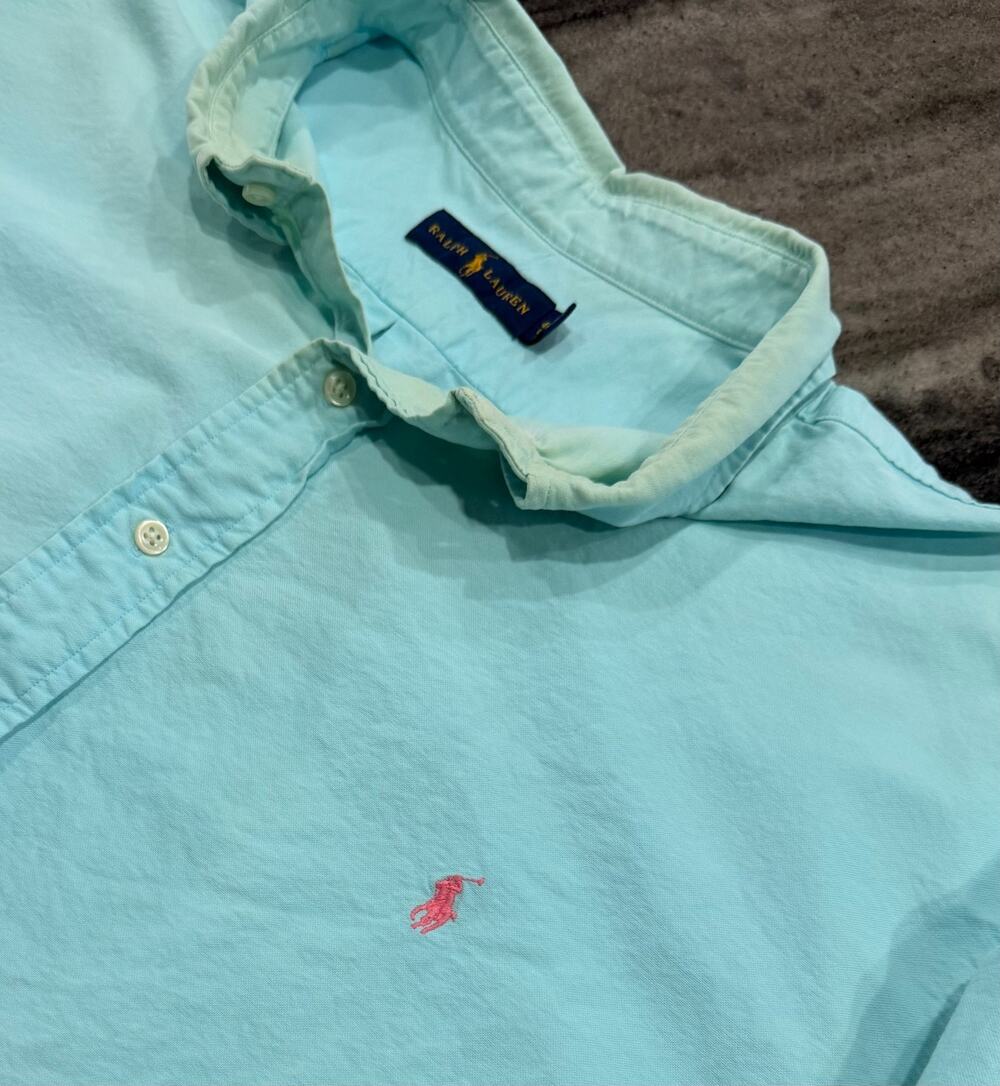 Polo Ralph Lauren Oxford Shirt Mens 4XB Teal Pink Pony Big Tall Preppy